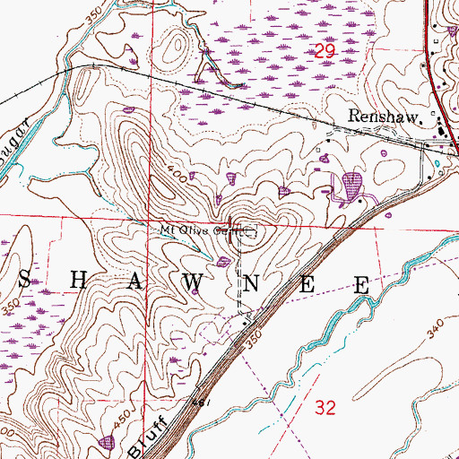 Topographic Map of Mount Olive Cemetery, IL