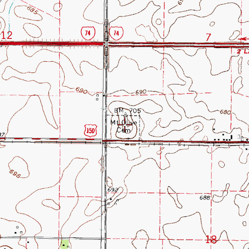 Topographic Map of Mount Olive Cemetery, IL