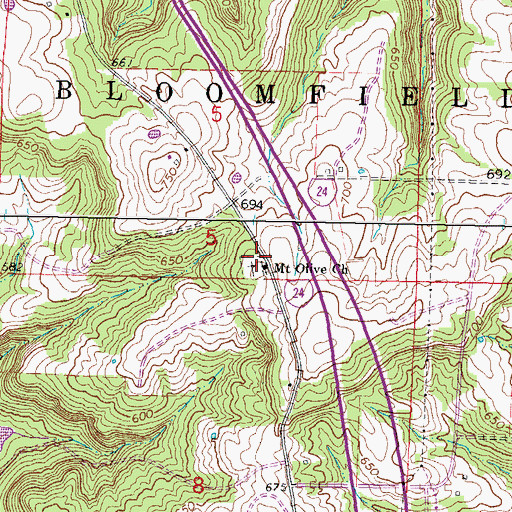 Topographic Map of Mount Olive Church, IL