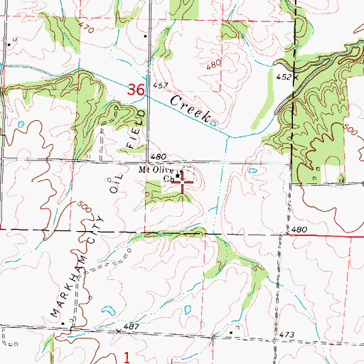 Topographic Map of Mount Olive Church, IL
