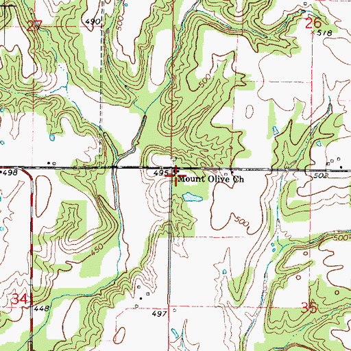 Topographic Map of Mount Olive Church, IL