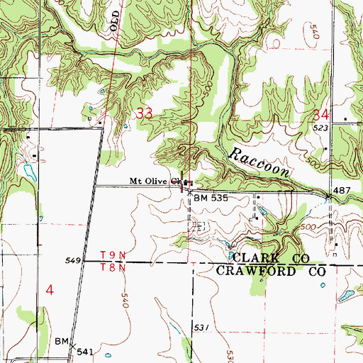 Topographic Map of Mount Olive Baptist Church, IL