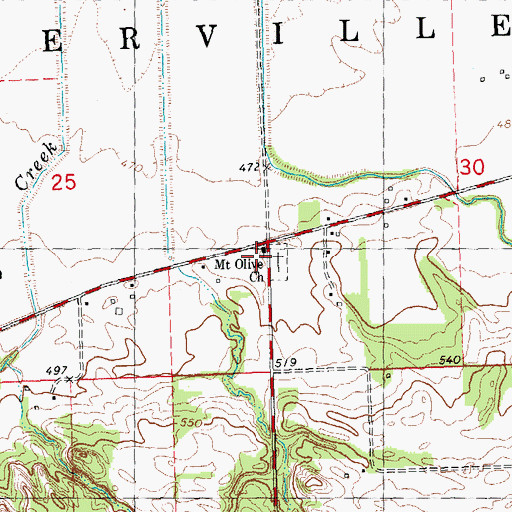 Topographic Map of Mount Olive Church, IL