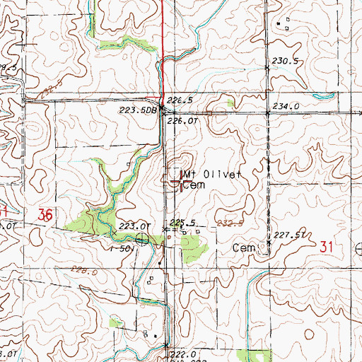 Topographic Map of Mount Olive Church, IL