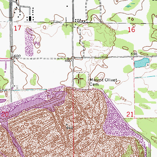 Topographic Map of Mount Olivet Cemetery, IL