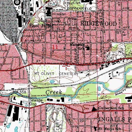 Topographic Map of Mount Olivet Cemetery, IL