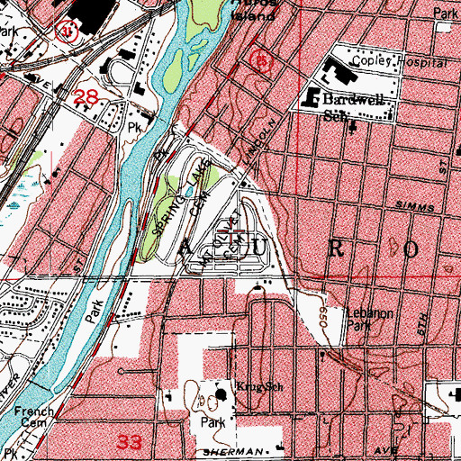 Topographic Map of Mount Olivet Catholic Cemetery, IL