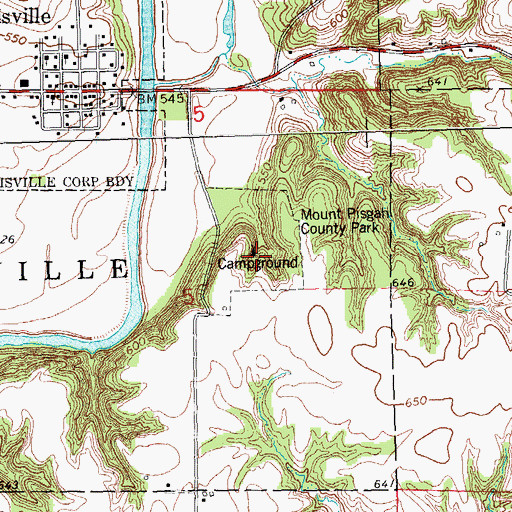 Topographic Map of Mount Pisgah County Park, IL