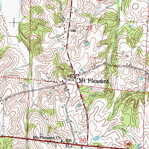 Topographic Map of Mount Pleasant, IL