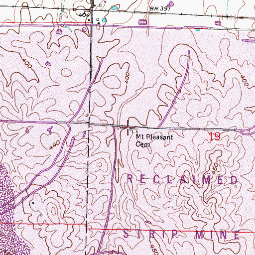 Topographic Map of Mount Pleasant Cemetery, IL