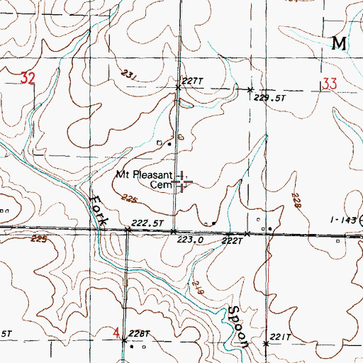 Topographic Map of Mount Pleasant Cemetery, IL