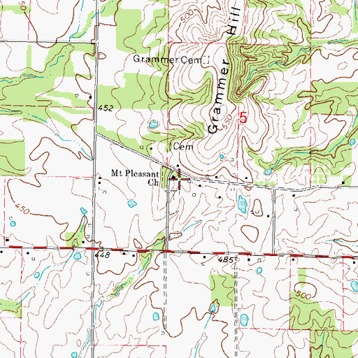Topographic Map of Mount Pleasant Church, IL