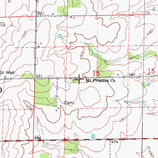 Topographic Map of Mount Pleasant Church, IL