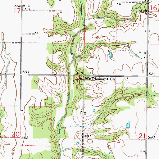 Topographic Map of Mount Pleasant Church, IL