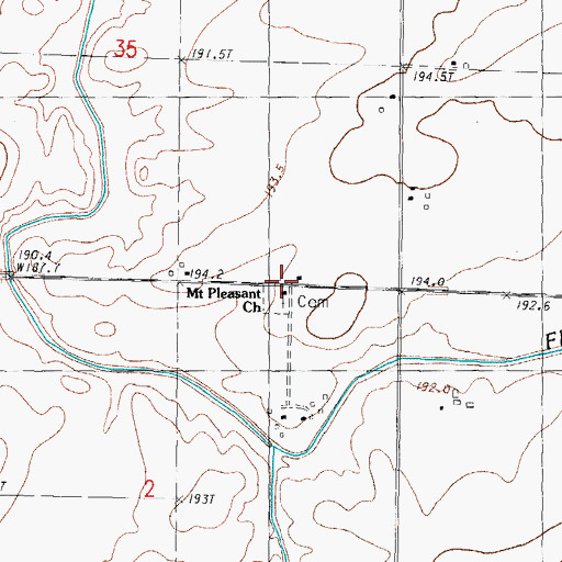 Topographic Map of Mount Pleasant Church, IL