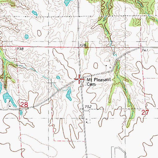 Topographic Map of Mount Pleasant Church (historical), IL