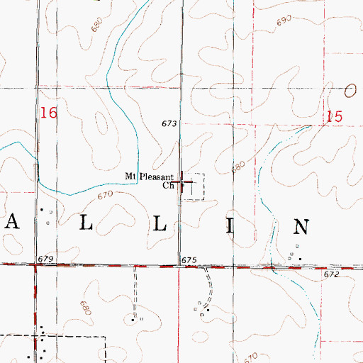 Topographic Map of Mount Pleasant Church, IL