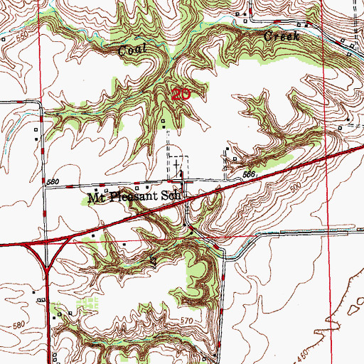 Topographic Map of Mount Pleasant School (historical), IL