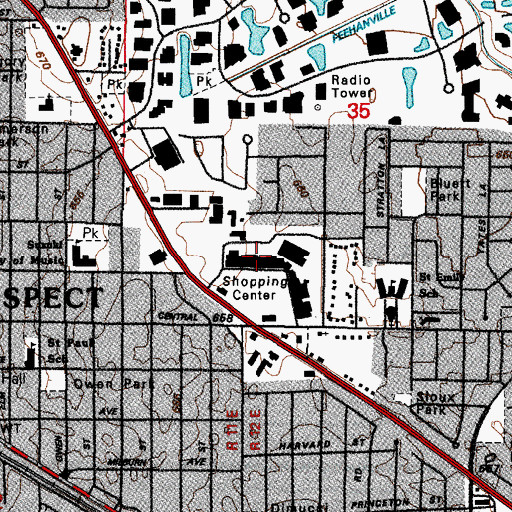 Topographic Map of Mount Prospect Shopping Center, IL