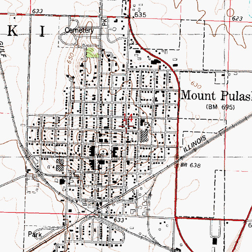 Topographic Map of Mount Pulaski, IL