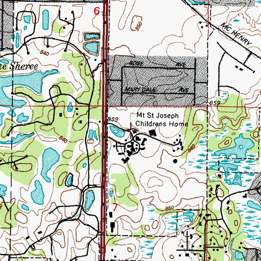 Topographic Map of Mount Saint Joseph Childrens Home, IL