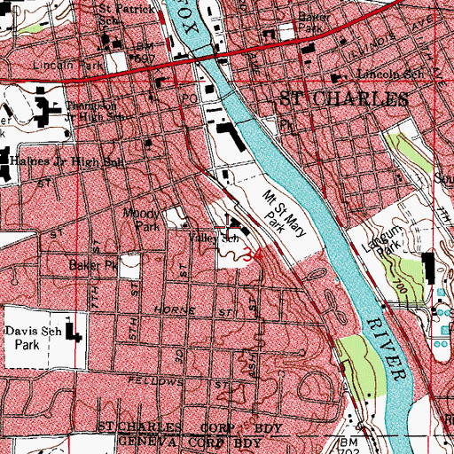 Topographic Map of Mount Saint Mary Academy, IL