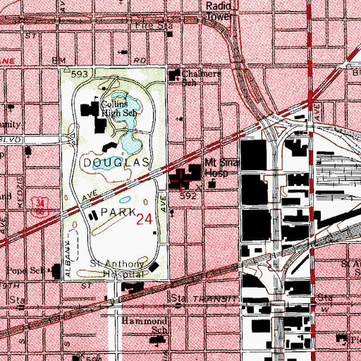 Topographic Map of Mount Sinai Hospital (historical), IL