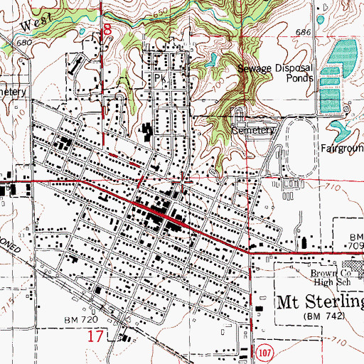 Topographic Map of Mount Sterling, IL