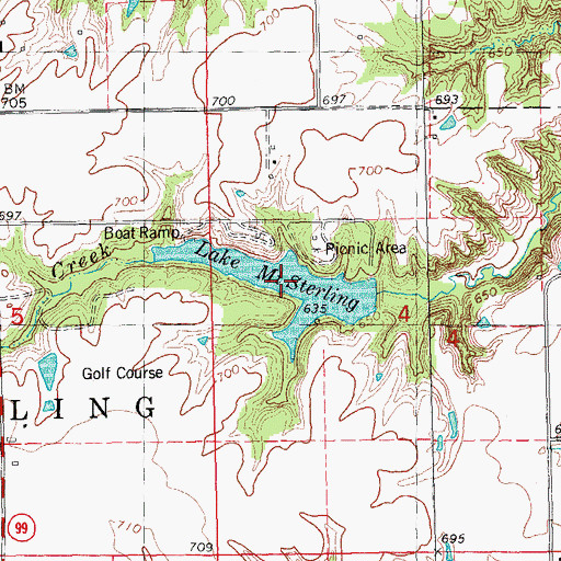 Topographic Map of Lake Mount Sterling, IL