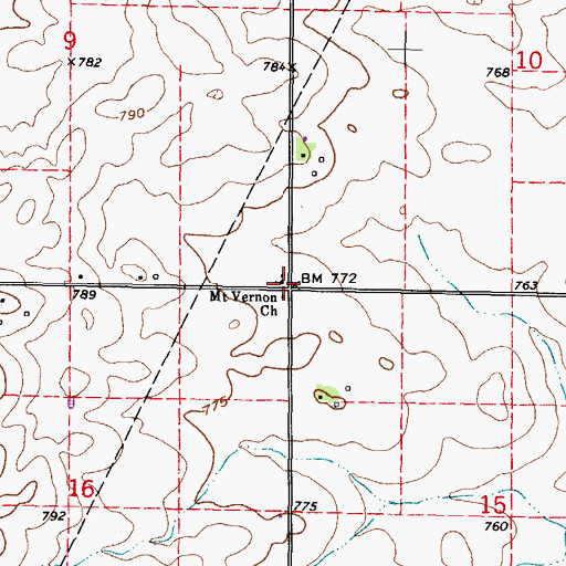 Topographic Map of Mount Vernon Church, IL