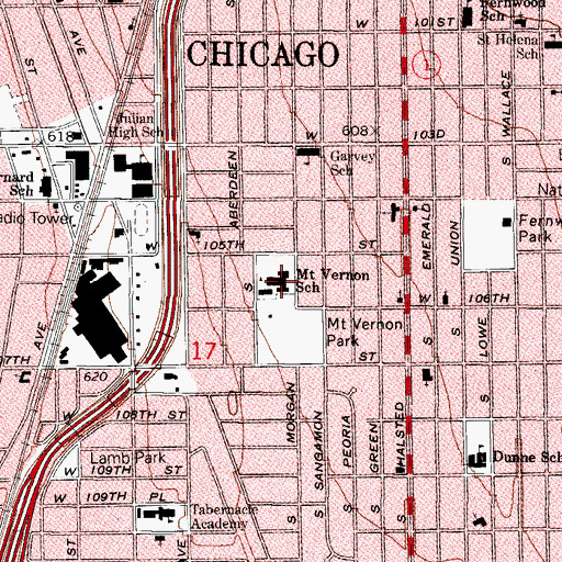 Topographic Map of Mount Vernon Elementary School, IL