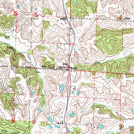 Topographic Map of Mount Zion Cemetery, IL