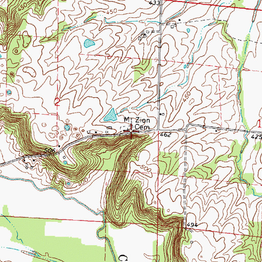 Topographic Map of Mount Zion Cemetery, IL