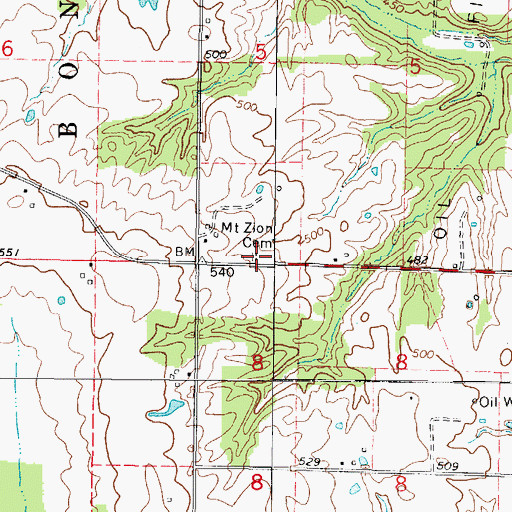 Topographic Map of Mount Zion Cemetery, IL