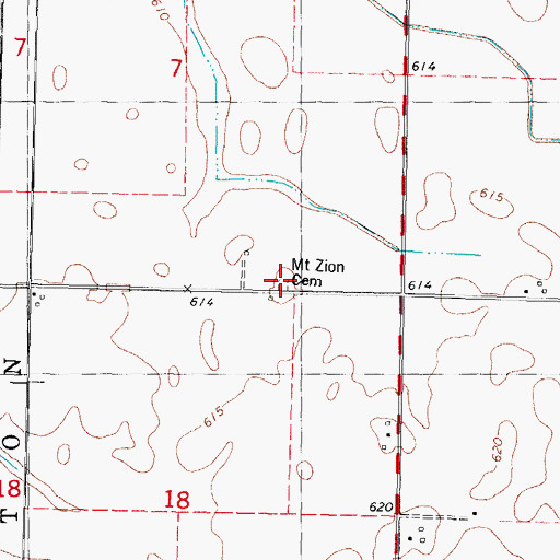 Topographic Map of Mount Zion Cemetery, IL