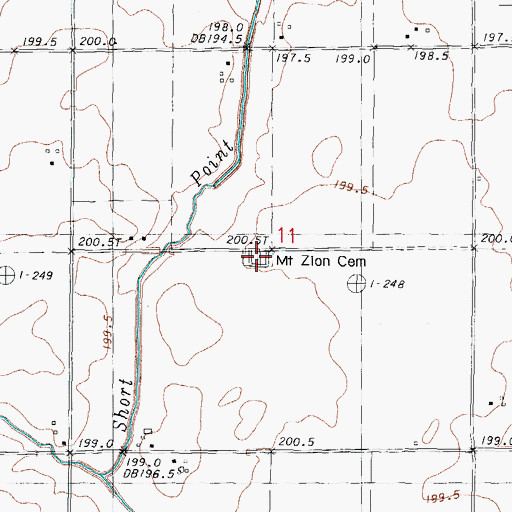Topographic Map of Mount Zion Cemetery, IL