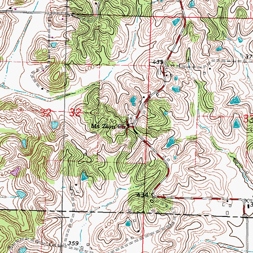 Topographic Map of Mount Zion Church, IL