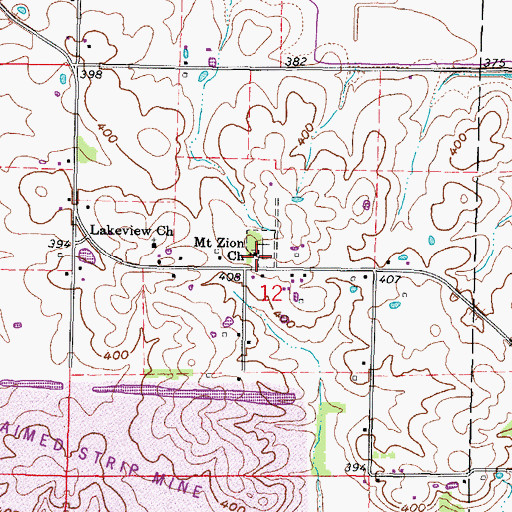 Topographic Map of Mount Zion Church, IL