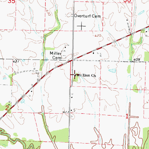 Topographic Map of Mount Zion Church, IL