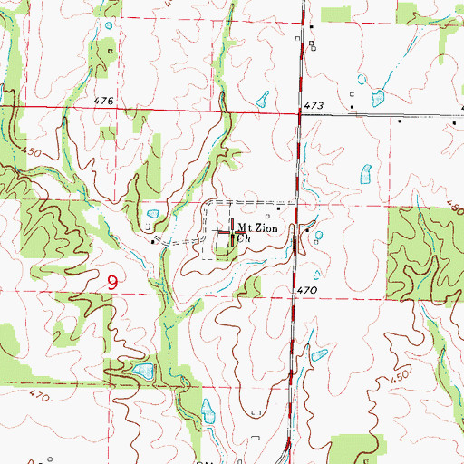 Topographic Map of Mount Zion Baptist Church, IL