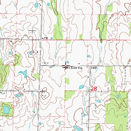 Topographic Map of Mount Zion Church, IL