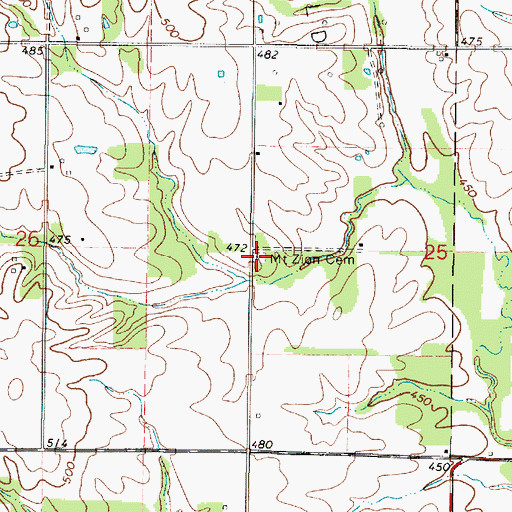 Topographic Map of Mount Zion Church, IL