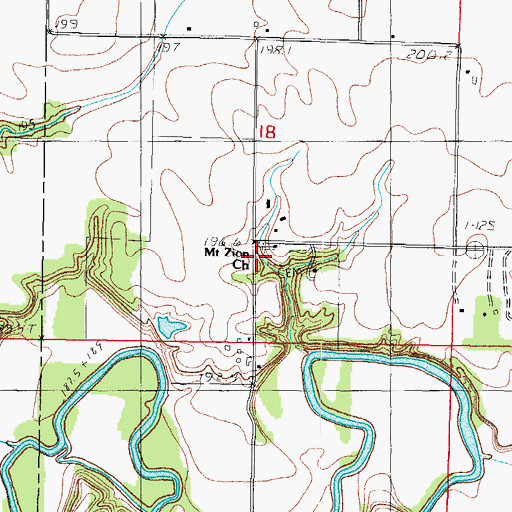 Topographic Map of Mount Zion Church, IL