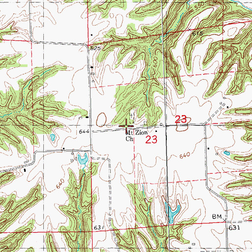 Topographic Map of Mount Zion Primitive Baptist Church, IL