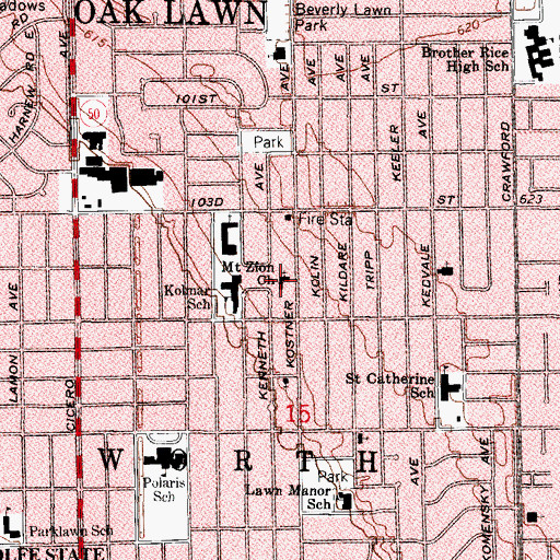 Topographic Map of Mount Zion Lutheran Church, IL