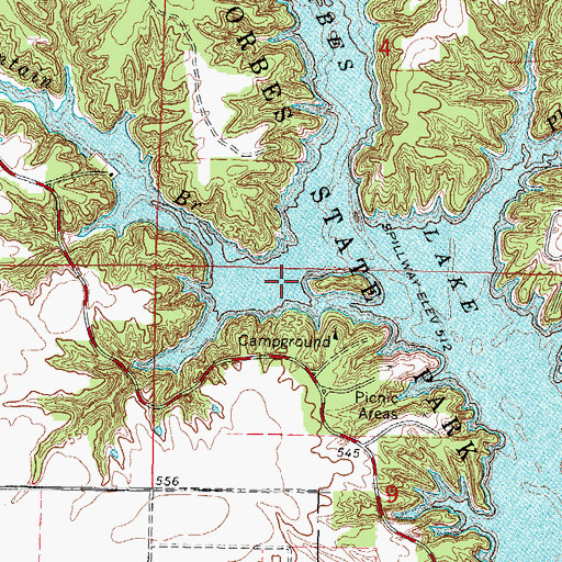 Topographic Map of Mountain Branch, IL