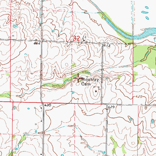 Topographic Map of Moutray Cemetery, IL