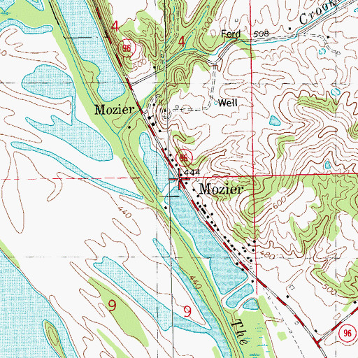 Topographic Map of Mozier, IL