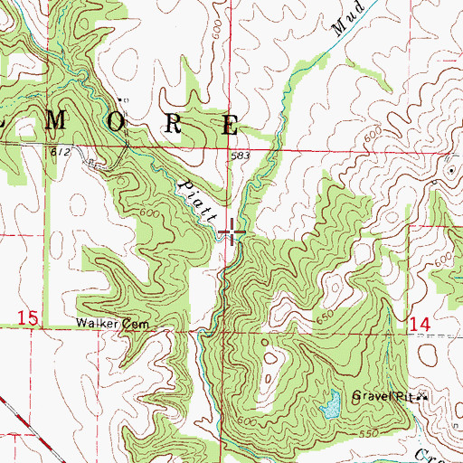 Topographic Map of Mud Creek, IL