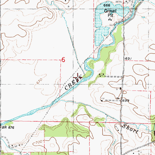 Topographic Map of Mud Creek, IL
